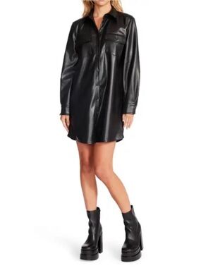 Steve Madden Black Leather Mini Dress